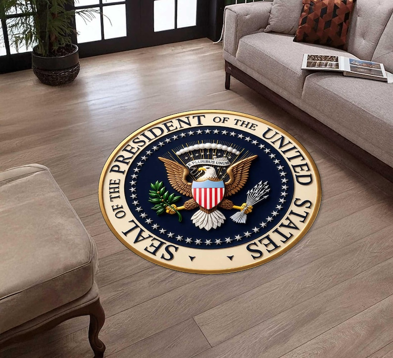 Vice President Rockefeller Rug Presidential Seal Round Rug US Office Decor, Non-slip Area Rug,printed ...