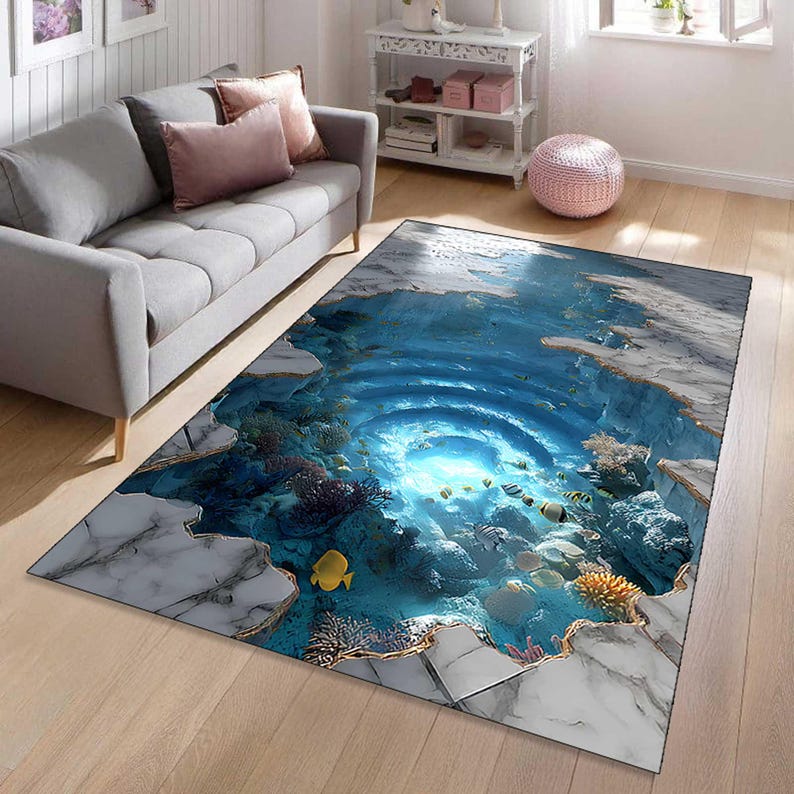 3docean Rugs 3D Ocean Illusion Rug, Underwater Vortex Area Rug, Realistic Sea Hole ...