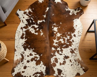 Faux Cowhide Rug, Brown Cow Print Area Rug, Western Decor Rug, Farmhouse Style Carpet, Non Slip Animal Hide Look Rug,printed rug