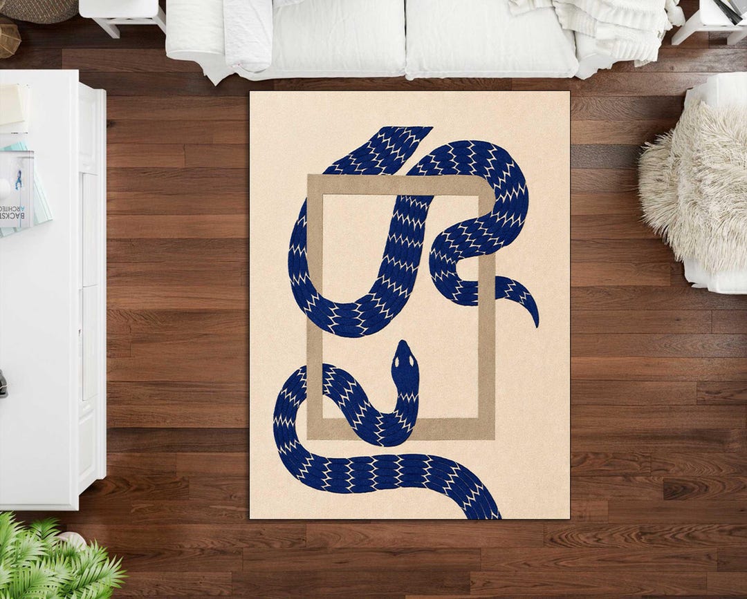 Modern Snake Rug, Abstract Geometric Area Rug, Minimalist Contemporary ...