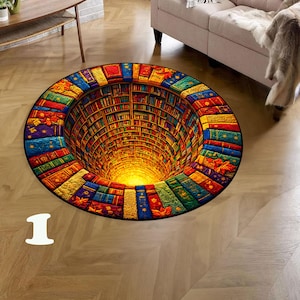 Rund matta, 3D matta, Book Patern Rund matta, Circle 3d matta, Rumsinredning