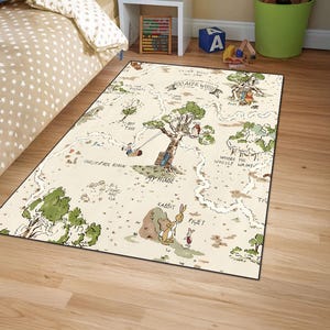 100 Acre Wood Map Rug, Winnie The Pooh Area Rug, Kids Play Rug, Machine washable rug,Rugs For Kids Room,Winnie the pooh carpet,Kids Room Rug