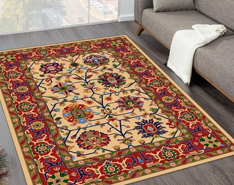 Turkish Kilim Area Rug, Anatolian Vintage Rug,Traditional Ethnic Carpet,Boho Oriental Rug,Classic Floral Geometric Rug,Living Room Decor Rug