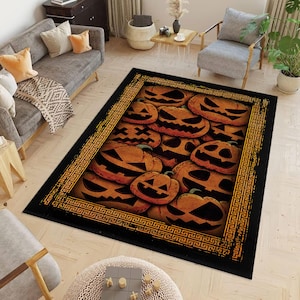 Halloween Pumpkin Rug, Pumpkin Rug, Halloween Room Decor, Halloween Machine Washable Rug, Pumpkin Design Rug, Witch Rug, Halloween Gift Rug