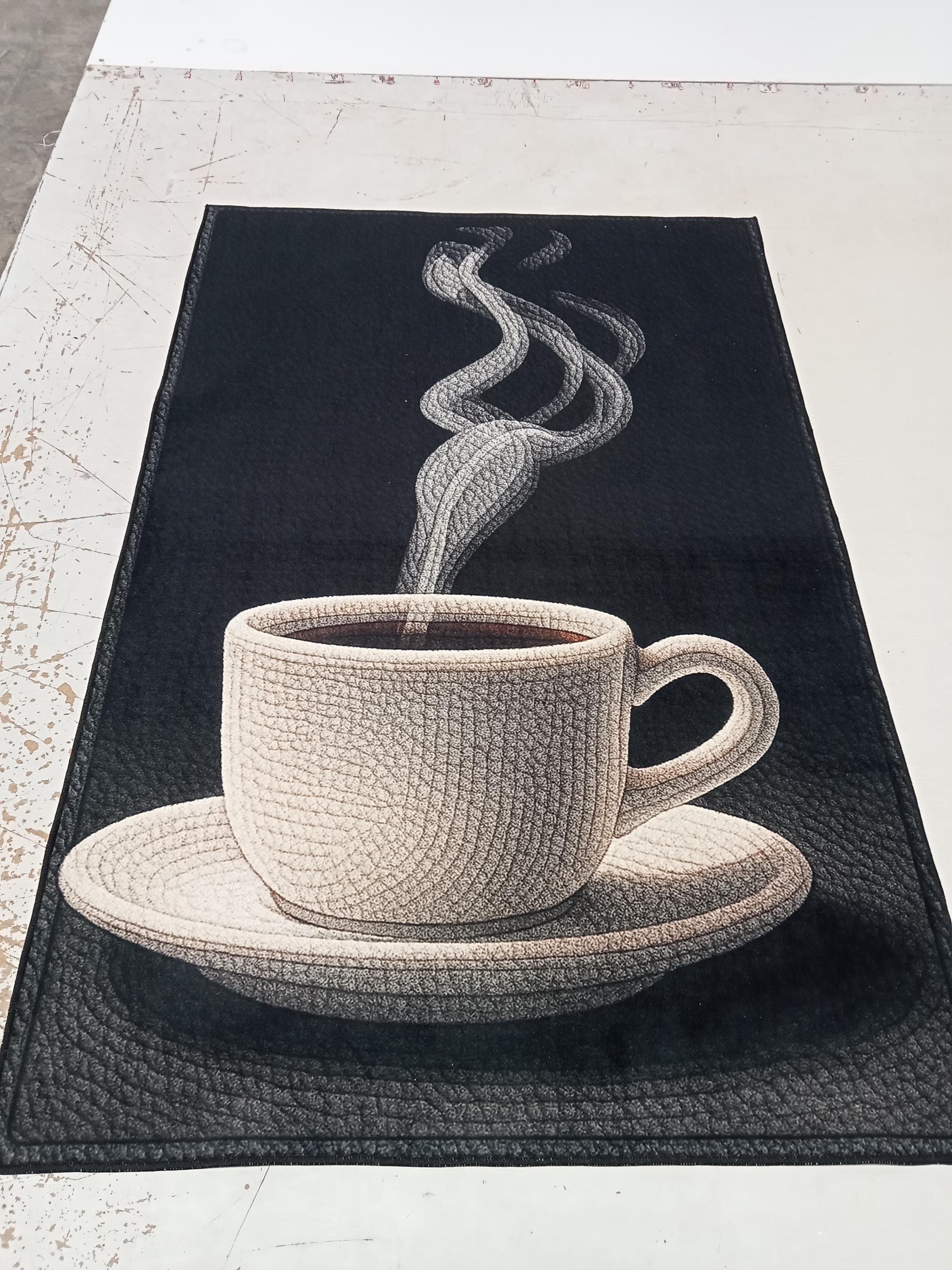 Food On Rug Kitchen Food Art Rug, 3D Look Floor Mat, Coffee, Breakfast, Pizza, Mint ...