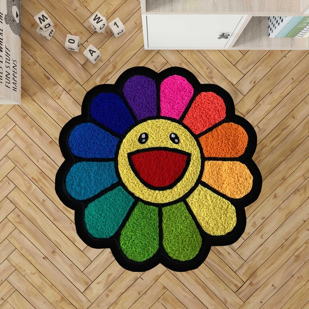 Takashi Murakami Rug, Takashi Murakami Flower Rug, Takashi Smiley Face ...