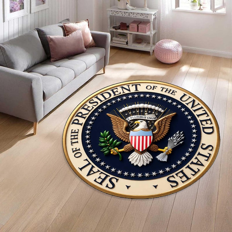 Vice President Rockefeller Rug Presidential Seal Round Rug US Office Decor, Non-slip Area Rug,printed ...