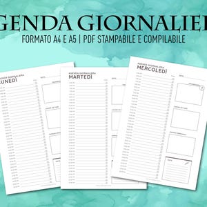 Agenda giornaliera semplice in Italiano, stampabile e compilabile