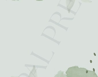 緑の水彩画のスマホ壁紙 | ミニマルな植物の背景 | iPhoneとAndroid向けのソフトな抽象画 | デジタルダウンロード