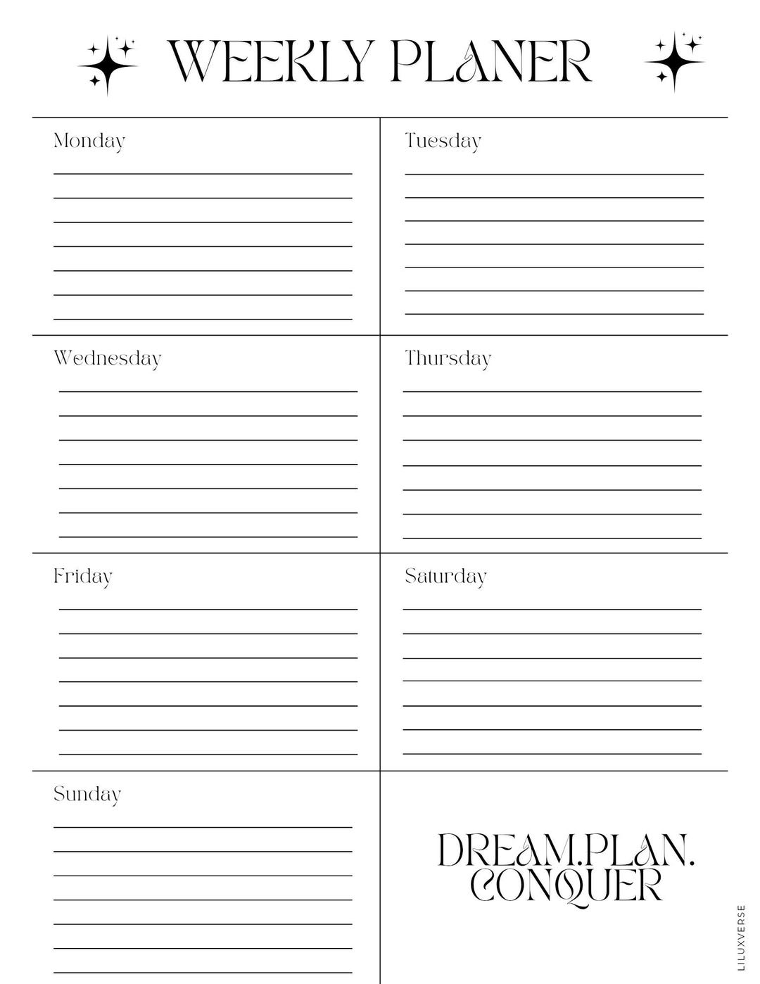 Digital Weekly Planner | Printable Pdf Organizer | Productivity ...