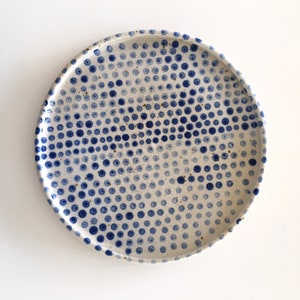 8&quot; inch Ceramic salat plate, Serving Cheese dish, Blue white Handmade tabletop, Farmhouse tableware, Ceramic serving plate, Ceramic gifts