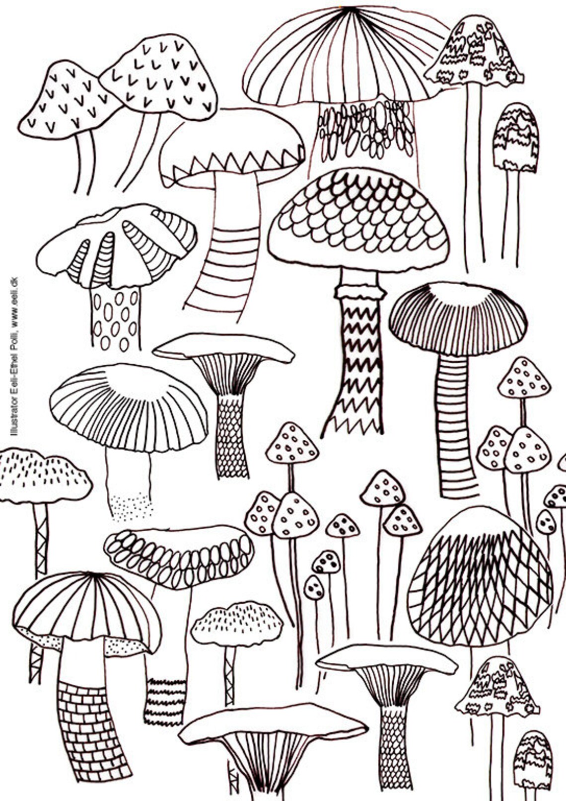 Mushroom coloring sheets nature mushrooms instant printable Etsy