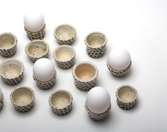 Little egg cups Black White, Unique egg cups, Handmade Farmhouse style Pottery gift, Little rustic eggcups, Cottage pottery pots, Polli Pots