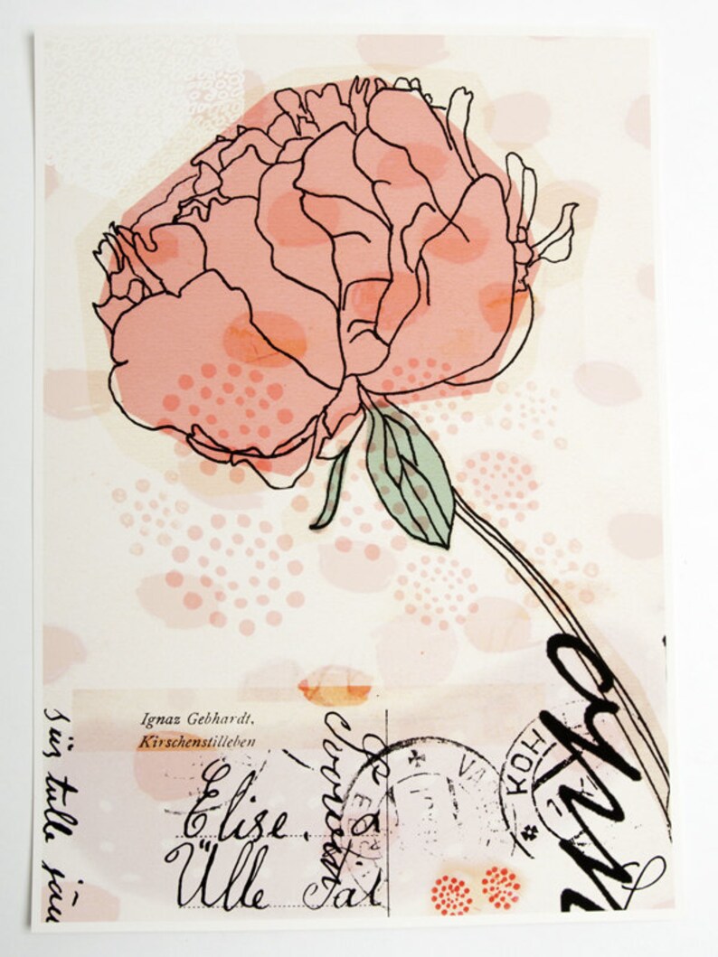 Peony Print Art Flower Pink Art Print Coral Flower Print Etsy