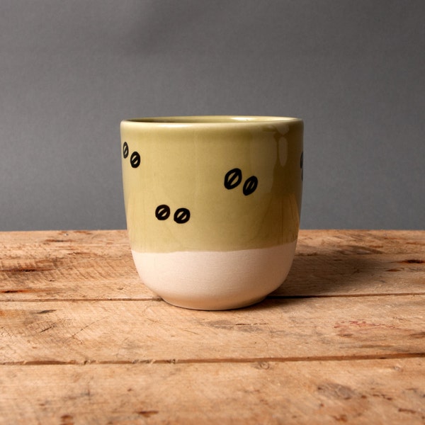 green cup pattern mug teacup black coffee tea cup hand painted drawing by eeliethel scandinavian