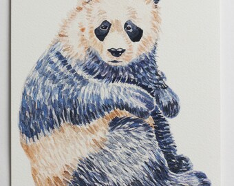 Watercolor panda art, Bear illustration, Panda bear print, Gift for her, Home wall decor, Panda drawing, Nursery art, Bear watercolor, Wall