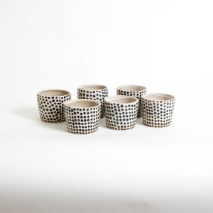 MADE TO ORDER Ceramic tumbler, Pottery gift, Black white cup, Handmade Coffee cup, Farmhouse style cup, Unique beaker, B/W cup, Polka dots image 5