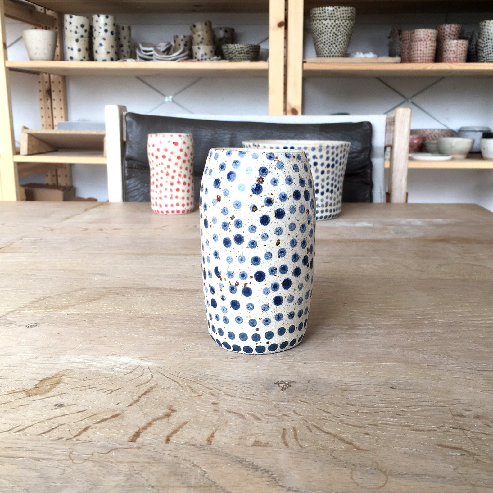 Polka Dot Vase Blue White Vase Flower Vase Gift for Her Etsy