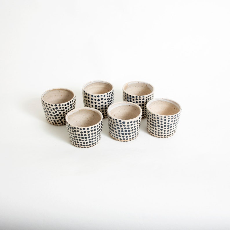 MADE TO ORDER Ceramic tumbler, Pottery gift, Black white cup, Handmade Coffee cup, Farmhouse style cup, Unique beaker, B/W cup, Polka dots image 6