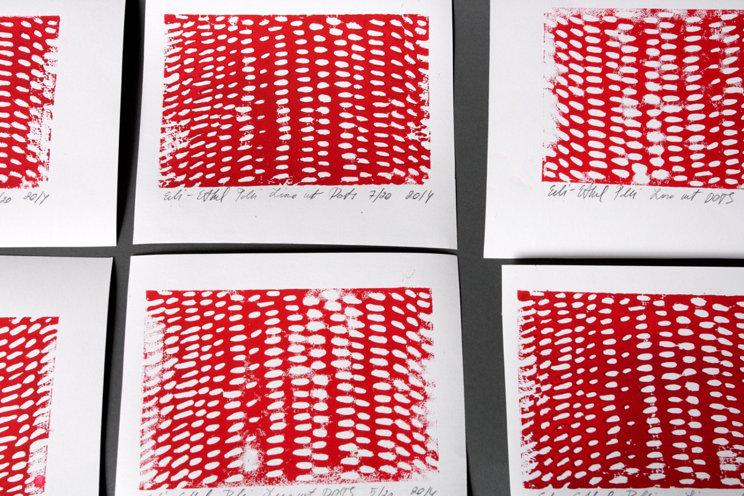 Dots Paper Linocut Original Red Rain Abstract Composition Lino Etsy