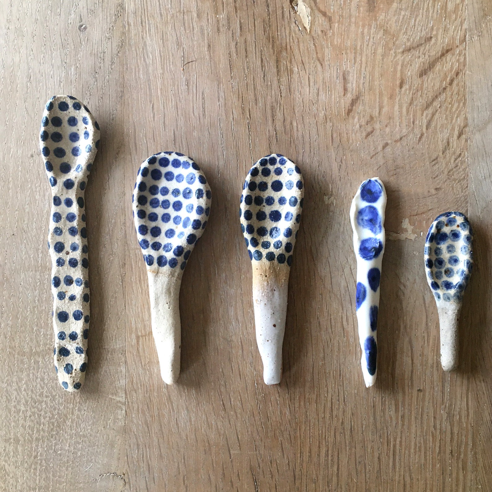 Clay spoons Blue clay spoons Unique pottery spoon Salt Etsy