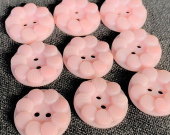 Vintage light pink plastic buttons set of 10. Rescued retro supply. Seamstress collectibles gift idea.