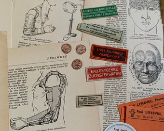The ultimate antique medical and human anatomy paper inspiration pack. Vintage ephemeras supply for collage, mixed media and scrapbooking.
