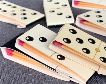 Vintage matchbook dominoes. Instant collection domino game pieces mismatched series.