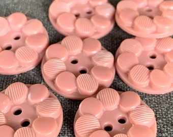 Vintage old pink plastic buttons set of 10. Rescued retro supply. Seamstress collectibles gift idea.