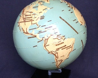 Blind tactile World relief globe. Philips collectible for globes and maps collectors. Rare geographical educational tool. Traveler gift idea