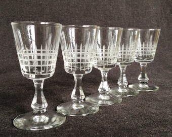 Retro mini vintage glasses series. Host hostess perfect precious gift idea. Antique drinkware barware miniature glass collection set of 5