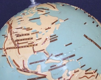 World relief tactile globe for blinds. Philips collectible for travel maps collector. Rare geographical educational tool. Traveler gift idea