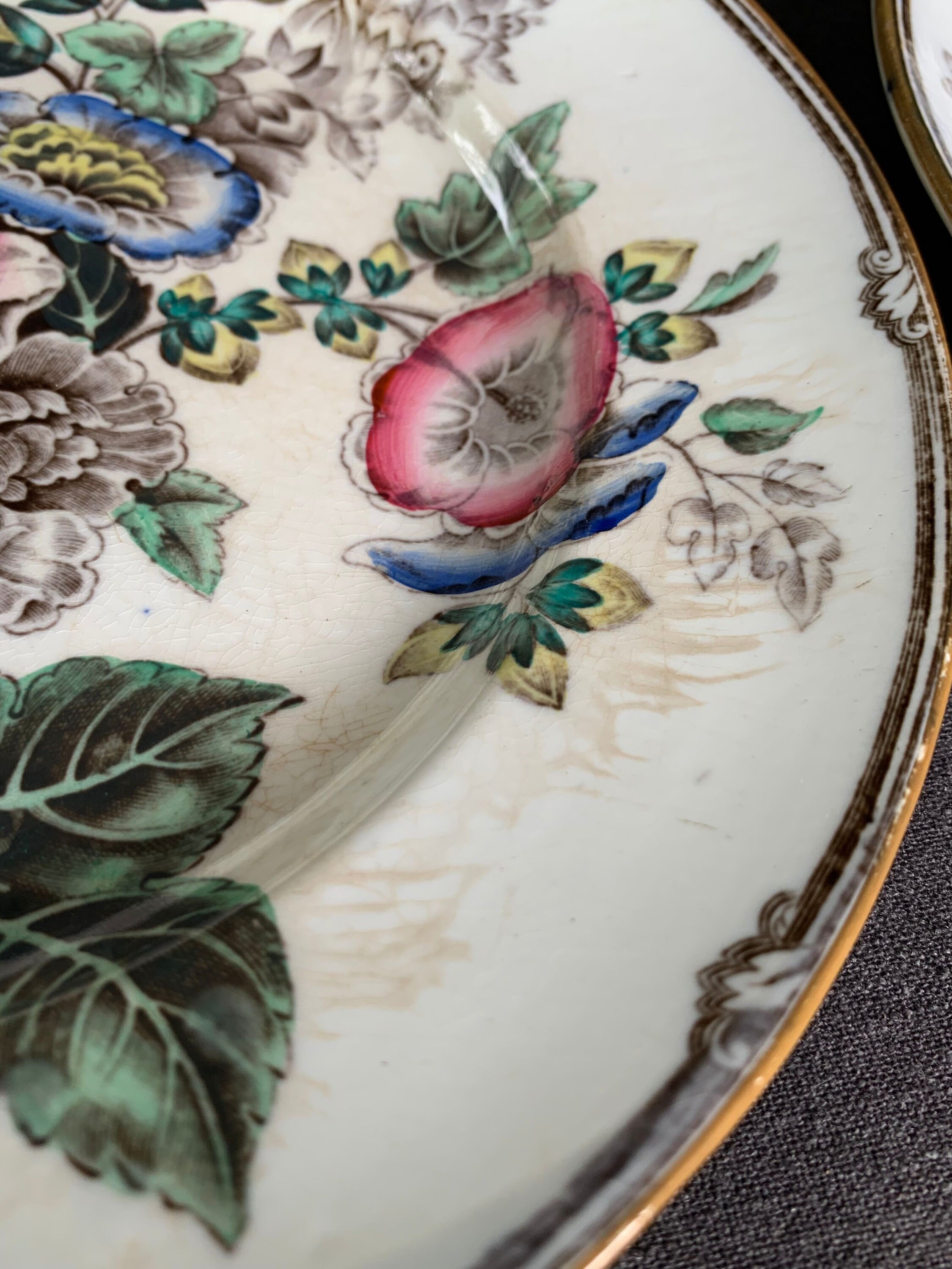 Vintage Hollyhock Flower Ceramic Diner Plates Set of 12. Dinnerware ...