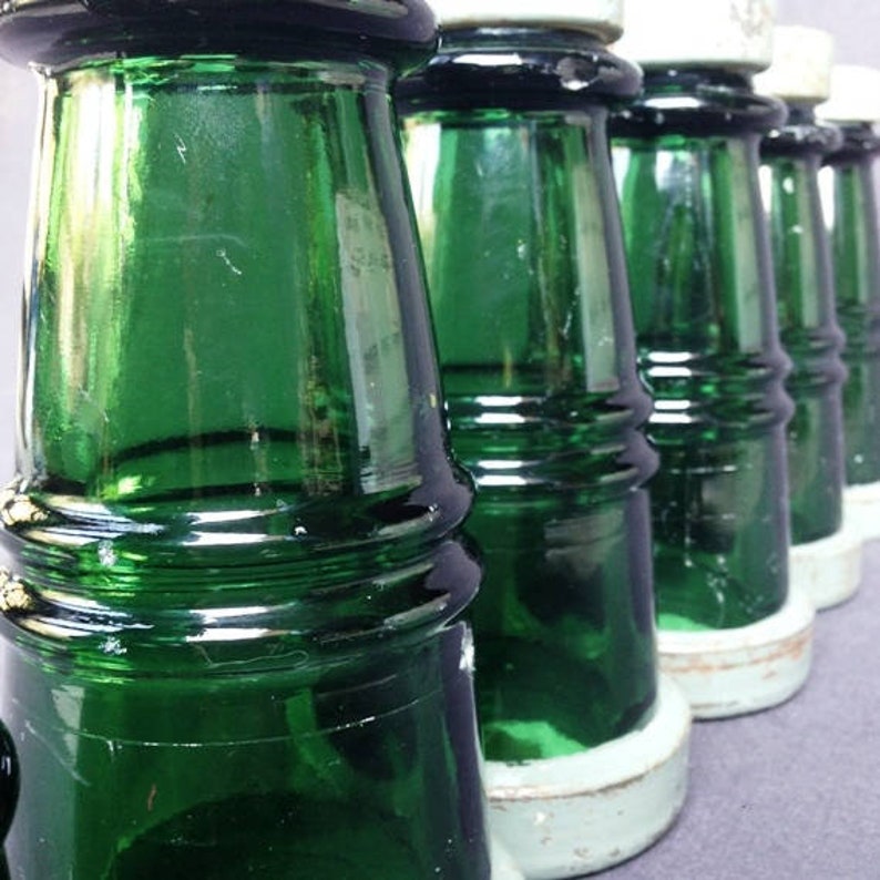 Rare retro indus collectibles Antique rescued industrial green glass insulator PRICE FOR ONE.