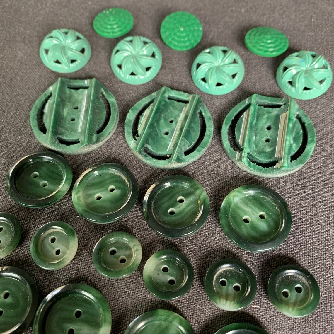 Retro Vintage Green Buttons Series. Assorted Instant Collection of ...