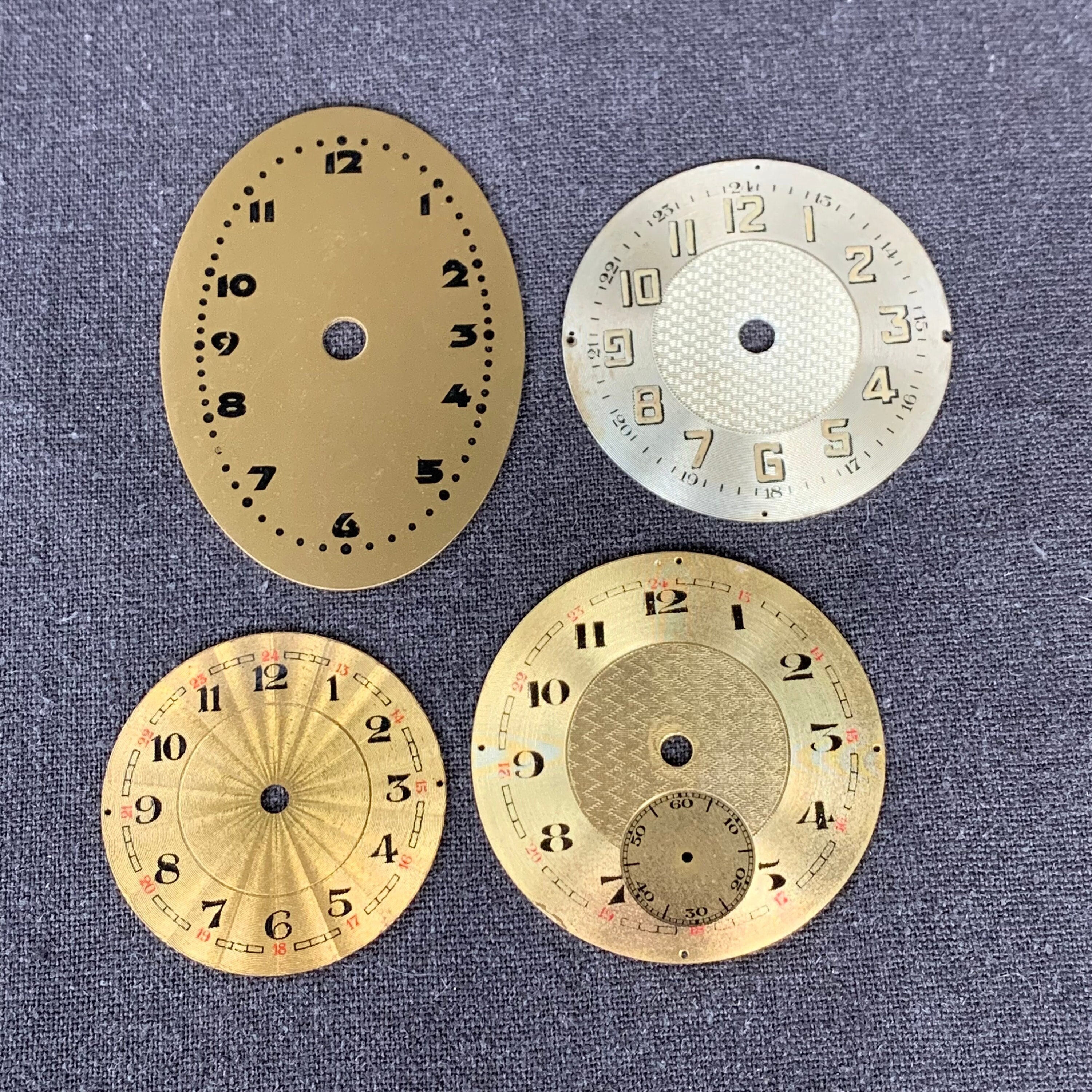 SALES Antique watch dial clockface instant collection of 4. Rescued retro jewelry making mismatched supply. Ooak unique mixed media findings
