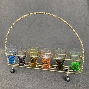 Retro shot sterke drank glazen veelkleurig set van 6 Midcentury gastheer gastvrouw bargerei alcohol drinken serveerglas collectie kerstcadeau idee