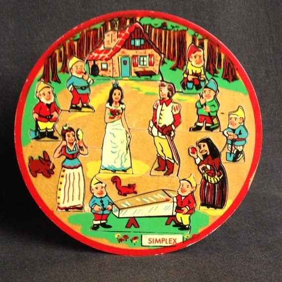 Vintage Snow White Jigsaw Puzzle. Simplex 111. Retro Kids Pre School ...