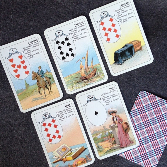 It is Written in the Cards. Retro French Lenormand Tarot. Set of 5  Illustrated Cards. You Pick Your Drawing PRICE FOR 5 CARDS -  Israel