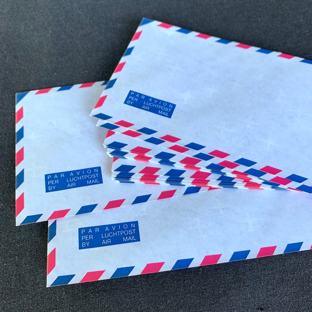 Vintage Air Mail Envelopes Set of 24 Identical US Size. Snail Mail