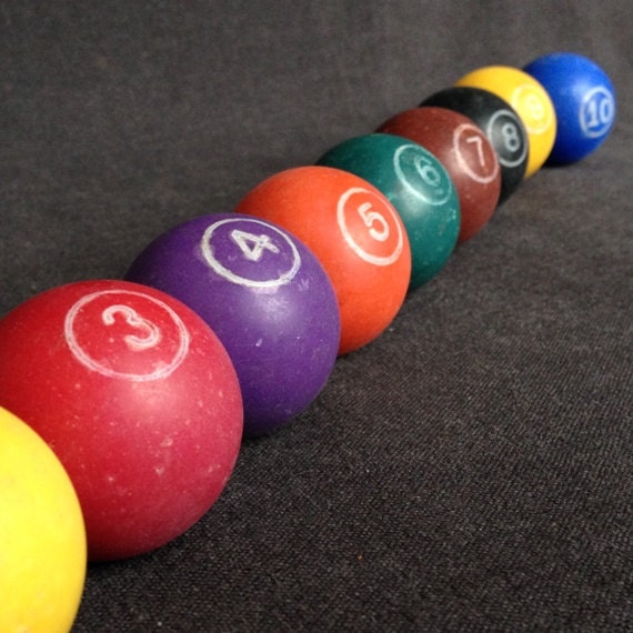 Lucky number. Small vintage game colored numbered ball. Per Etsy
