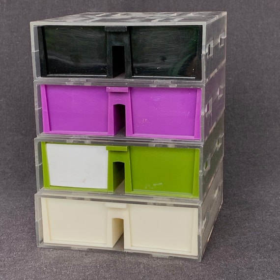 Cassetti impilabili in plastica, cassettiera, cassetto, cassetto, in  plastica, con 4 cassetti, organizer per ufficio, camera da letto :  : Casa e cucina