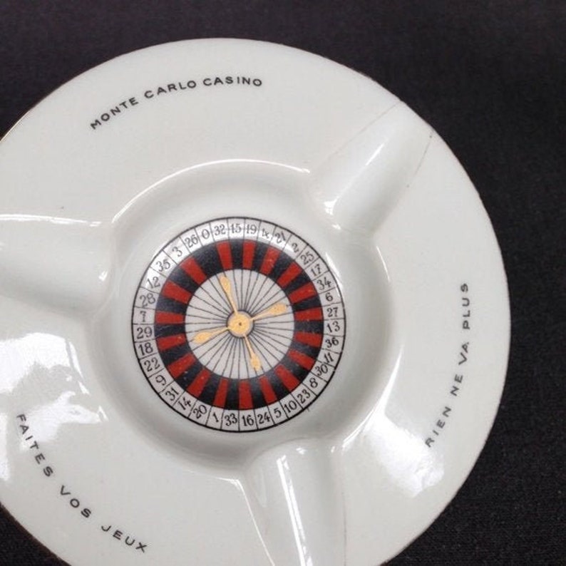 Vintage French Monte Carlo Casino Roulette Asche Tablett Spieler