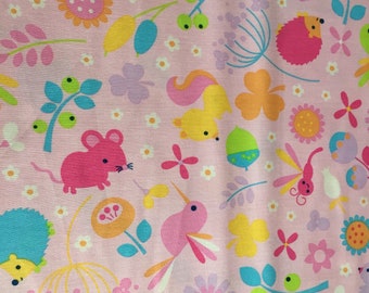 cute Riley Blake cotton fabric, pink, baby animals