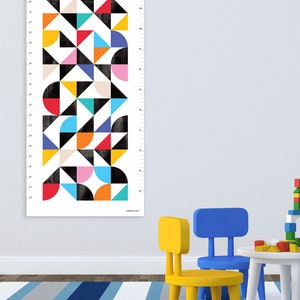 Modern Height Chart / Growth Chart aka Organised Confusion. Cool geometric growth chart and graphic print. Abstract wall art for the nursery