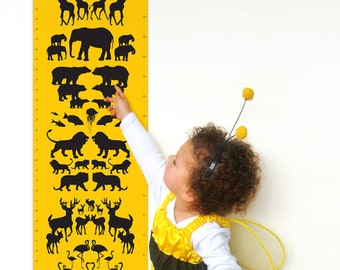 Animal Growth Chart / Height Chart for nursery. Bright & fun wall art for a stylish kids room. Great baby shower gift or first birthday gift