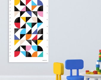 Modern Height Chart / Growth Chart aka Organised Confusion. Cool geometric growth chart and graphic print. Abstract wall art for the nursery