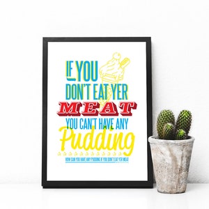 Pink Floyd art print - Eat Yer Meat typographic print. Music lyrics from the classic Pink Floyd 'Another Brick in the Wall' song. Modern art