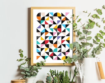 Geometric print / abstract art print we call 'Organised Confusion' - Large size. Colorful and abstract wall art, geometric home decor print