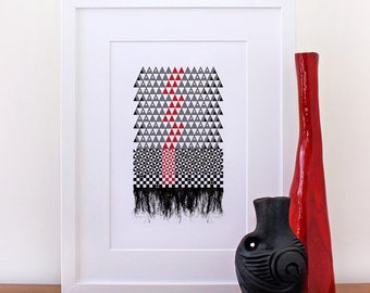 Fine Mat - red and black geometric print